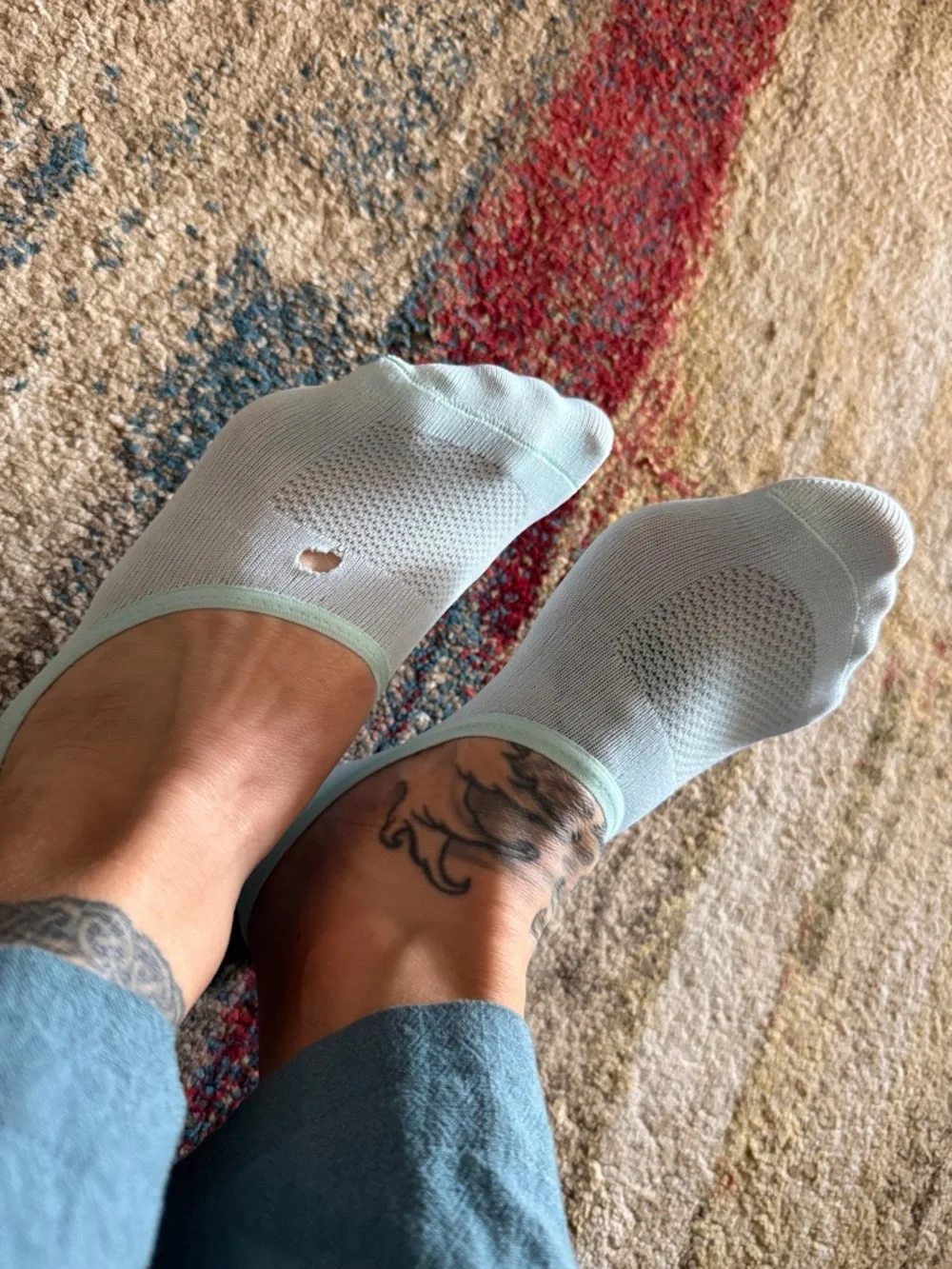 Sketchers Mint No Show Socks Mesh Upper Gummy Ankle Gym